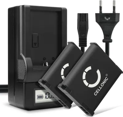 Produktbild von CELLONIC 2x Akku für Kamera Kompatibel mit Panasonic Lumix DMC-TZ60, Lumix DMC-ZS100, Lumix DMC-TZ55, DMW-BCM13 - (1050mAh, 3.7V) + Ladegerät