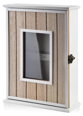Produktbild von Schlüsselbox Holz/Glas STACY Stacy 22 x 8 x 29,5 cm Weiß 1 Stück