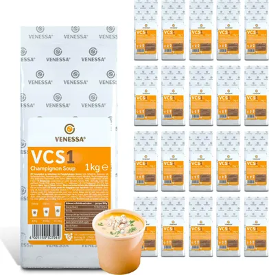 Produktbild von VENESSA VCS 1 Champignonsuppe 20 x 1kg - Pilzcremesuppe - Feine Cremige Automatensuppe - natürlicher Geschmack - Löslich ohne Klumpen - für Automaten