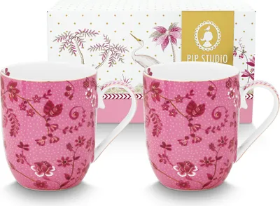 Produktbild von PIP STUDIO Jolie Flowers Pink Becher Small 145ml Set2