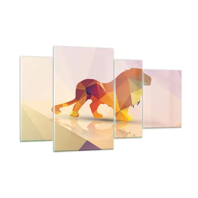 Produktbild von Bilder auf glas - Löwe Illustration modern - 120x70cm - Glasbilder - Wandbilder - Kunstdruck - zum Aufhängen bereit - Wanddekoration aus Glas - Glas Bilder - Wandbild auf Glas - GDL120x70-2804