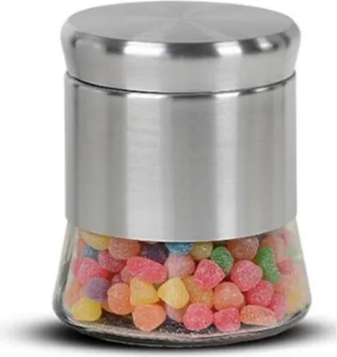 Produktbild von Vorratsglas 0,8L zum luftdichten Aufbewahren, Aufbewahrungsglas Grau