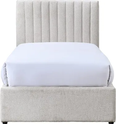 Produktbild von Bett 90 x 190 cm mit 2 Schubladen – Stoff – Beige – SARAH