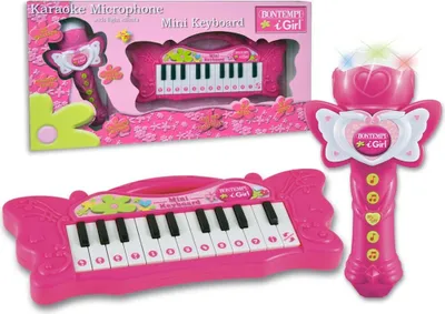 Produktbild von Bontempi Mini Keyboard and Karaoke Microphone, Spielzeug-Musikinstrument, MIDI-Keyboard, 3 Jahr(e), AA, Mehrfarbig
