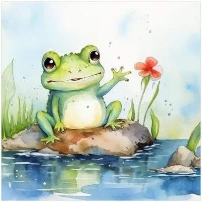 Produktbild von Wallario Memoboard Magnettafel aus Glas, Größe 50 x 50 cm, Motiv Frosch in Aquarell