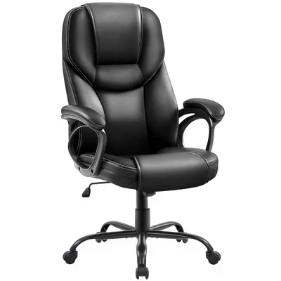Produktbild von Yaheetech Bürostuhl Ergonomisch Schreibtischstuhl Chefsessel Drehstuhl Polsterung Höhenverstellbarer Computerstuhl Hoher Rücken Office Stuhl Kunstleder Schwarz
