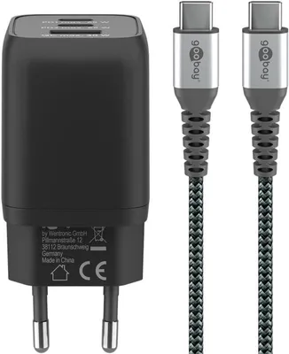 Image de goobay 70180 goobay Ladekabel mit Adapter schwarz 1,0 m, 65 Watt