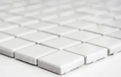 Produktbild von Handmuster Keramikmosaik Duschrückwand WEISS GLÄNZEND Badfliese Küchenrückwand MOS18D-0101_m