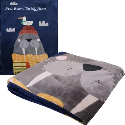Zdjęcie produktu dla Koc dziecięcy WALRUS 100x140 cm niebieski