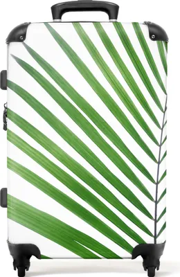 Produktbild von NoBoringSuitcases.com® Großer Koffer - Pflanze - Grün - Natur - Weiß - Kombinationsschloss TSA - Hartschalen Trolley 4 Rollen - 72 liter - Reisekoffer - 66 cmKoffer Mittelgroß 67x43x25 cm, 72L,