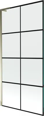 Zdjęcie produktu dla Mexen Next L parawan 1-skrzydłowy 90x150 cm czarne szkło złoty prof.