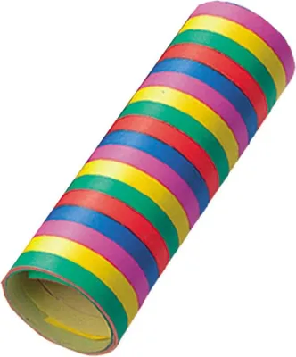 Produktbild von Papier Luftschlangen bunte Streifen - 1 Rolle mit 18 Wurf je 4 Meter flammensicher