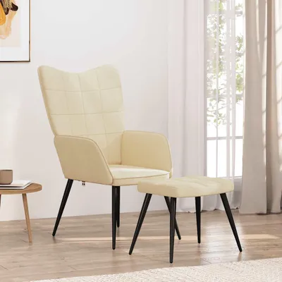 Obrázek produktu pro vidaXL Relax křeslo s taburetem krémová tkanina