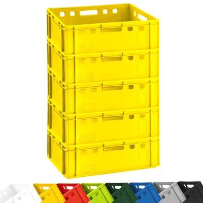 Produktbild von 5x Fleischkiste E2 Fleischerkiste Eurobox 60x40x20cm lebensmittelecht, robust, stapelbar | Lagerkisten, Stapelkisten, Metzgerkiste  Germany