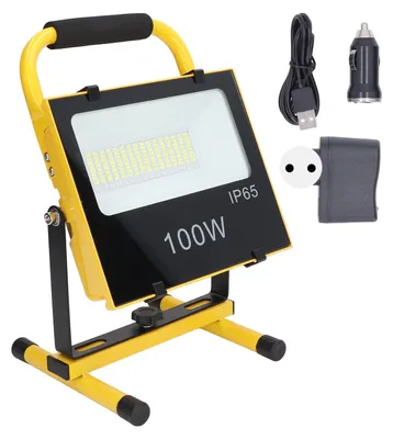 Image de Éclairage extérieur, à LED, rechargeable, IP65, étanche, portable, 100 W, 9000 lumens, 6500 K