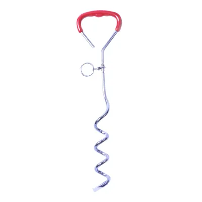 Produktbild von Hundepflock, 360 Grad drehbarer Ring, ergonomischer Griff, robuster Anbindepflock für Hunde, Befestigung am Anbindekabel, rostfrei, Spiralpflock für mittelgroße bis große Hunde, Spielen im Freien