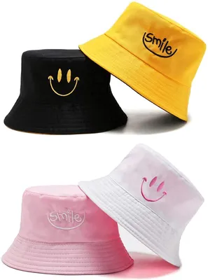 Produktbild von 2 Stück Damen Fischerhut Reversibel Uni Bucket Hat Sonnenhut Lächeln Strandhut Anglerhut Fischermütze faltbar Sommerhut Eimer Hut Outdoor Mütze Herren Freizeithut
