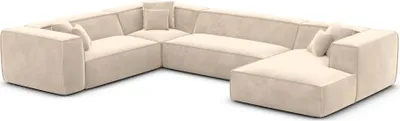 Produktbild von Samtstoff U-Form XXL Wohnlandschaft Arelia Creme Rechts