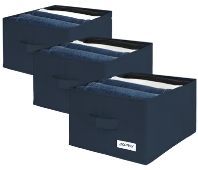 Image de Organisateur de chaussettes 4CONVY pour placard - Organisateur de placard - Organisateur de tiroirs - Boîtes de rangement avec 5 compartiments - Boîtes de rangement pliables pour vêtements - Organisateur de placard - Lot de 3