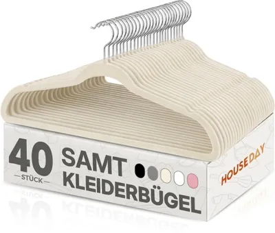Samt-Kleiderbügel, 40 Stück, rutschfest, platzsparend, 360°-Haken