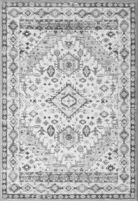 Immagine prodotto di Tappeto vintage orientale - Tappeto 240 x 340 cm - Antiscivolo - Pelo corto - Motivo stampato - Per soggiorno e cucina - Grigio