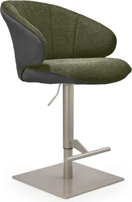 Image de Brezo AS, tabouret, structure couleur acier inoxydable, forme carrée, revêtement vert
