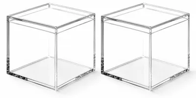 Acrylbox Würfel 5,1 cm mit Deckel 2 Stück transparent stapelbar