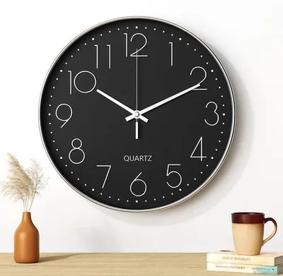 Produktbild von Quartz-Uhr, 30 cm, Minimalistisches Design, Silberfarben, Für Wohnzimmer, Küche, Büro, Schlafzimmer
