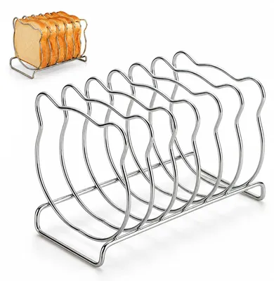 Produktbild von Toastständer aus Edelstahl - Mit 6 Fächern und Kugelfüßen - Für Toastscheiben und Brot am Frühstückstisch