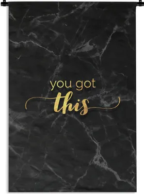Produktbild von MuchoWow® Wandteppich Wandbehang Zitate - Motivation - Gold - Marmor 60x90 cm Tapisserie Dekoration Wandtuch - Foto-Teppich - Abwaschbar
