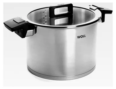 Produktbild von Hoher Kochtopf mit Deckel - Induktiv -, Ø 24 cm, 17 cm hoch, 7,6 l - Geeignet für alle Herdarten, Edelstahl, backofenfest bis 200°, silber