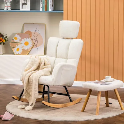 Immagine prodotto di Sedia a dondolo - Sedia a dondolo per interni - Poltrona per il soggiorno - Poltrona per la cameretta dei bambini - Design ergonomico