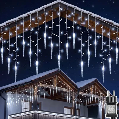 Produktbild von 3.5m 96LED Eiszapfen Lichterkette Kaltweiß Lichtervorhang Wasserdicht Innen Party Garten Weihnachten Deko