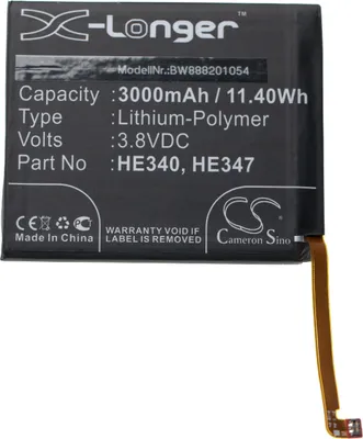 Produktbild von vhbw Akku Ersatz für Nokia HE347, HE340 für Handy Smartphone Telefon (3000 mAh, 3,8 V, Li-Polymer)