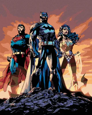 Produktbild von Zuty - Malen nach Zahlen - WONDER WOMAN, BATMAN UND SUPERMAN, 40x50 cm, mit Keilrahmen (bereits gespannt)
