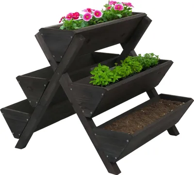 Produktbild von Pflanztreppe MCW-O15, Blumenregal Kräutertreppe Pflanzkübel Hochbeet, 5 Kästen 56x56x70 Outdoor Holz MVG anthrazit