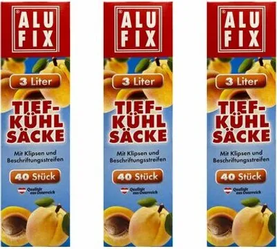 Produktbild von 360x ALUFIX Gefrierbeutel Tiefkühlbeutel 3 Liter 25 x 32cm Verschlussclips