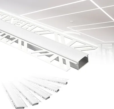 Produktbild von HEXIM LED Trockenbauprofil Alu Unterputzprofil LED Profil (2 Meter / 1 Profil) inkl. Abdeckung opal Trockenbauleiste Einbauprofil Schiene Decke Wand (ALED-2, Leuchtbreite 20mm)