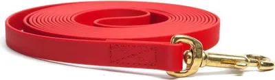 Produktbild von Mystique® Biothane Schleppleine 16mm vernäht mit HS Messing Standard Karabiner beta rot 7,5m