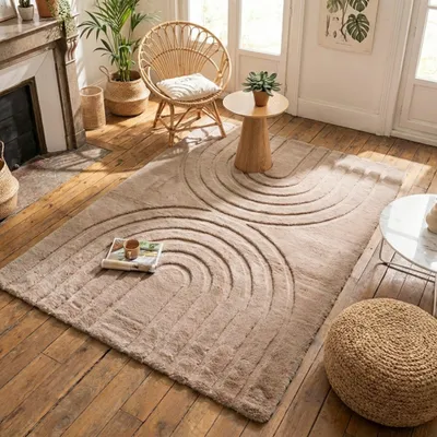 Produktbild von Volero - Hochflor Teppich - Carvy Arches Taupe - 200x290 cm - Wohnzimmer, Kinderzimmer, Schlafzimmer, Babyzimmer - Boho, Klassik, Industrielle, Ländlich, Modern, Skandinavisch