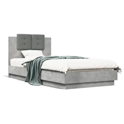 Zdjęcie produktu dla vidaXL Rama łóżka z zagłówkiem betonowa szara 90x200 cm materiał drewnopochodny