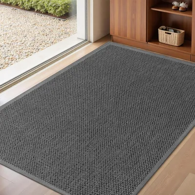 Produktbild von Fußmatte Innen 81 x 121 cm Grau rutschfest waschbar saugfähig flach