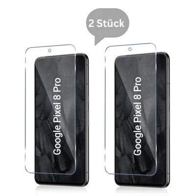 Two screen protectors for a Google Pixel 8 Pro are shown against a white background.