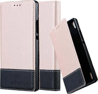 Produktbild von Cadorabo Hülle für Huawei ASCEND P7 Schutzhülle in Rosa SHandyhülle Book Case Etui Kunstleder