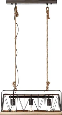 Produktbild von Brilliant Narcy Pendelleuchte, 3-flammig E27 Burned Steel Holz93587/71