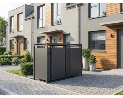 Produktbild von Mülltonnenbox Konsta Mülltonnenbox-Set 2er für 2 x maximal 240 L Mülltonnen 132 x 80 x 116 cm schwarz