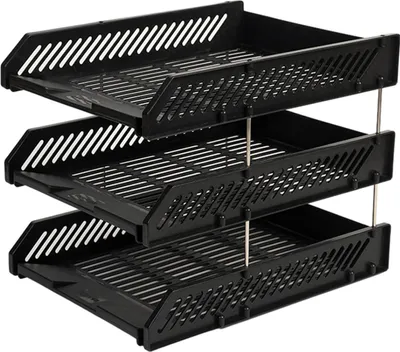 Produktbild von Stapelbare Briefablage mit 3 Ebenen, Schreibtisch-Papier-Organizer, Kunststoff-Akten- und Dokumentenablage, für Zuhause, Büro und Schule
