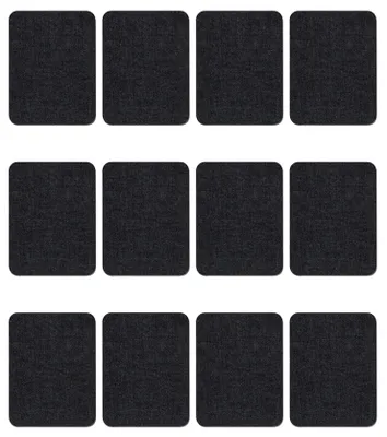 Aufbügelflicken, 12er-Set, schwarz, 12,5 x 9,5 cm, für Kleidung & Reparaturen