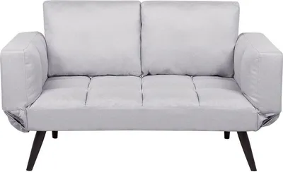 Zdjęcie produktu dla BELIANI Sofa rozkładana jasnoszara 2-osobowa z funkcją spania styl skandynawski