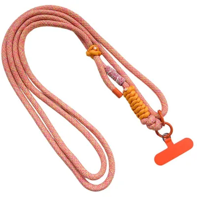 Image de Cordon Universel pour Téléphone, Bandoulière Robuste Installation Facile Mains Libres - Orange